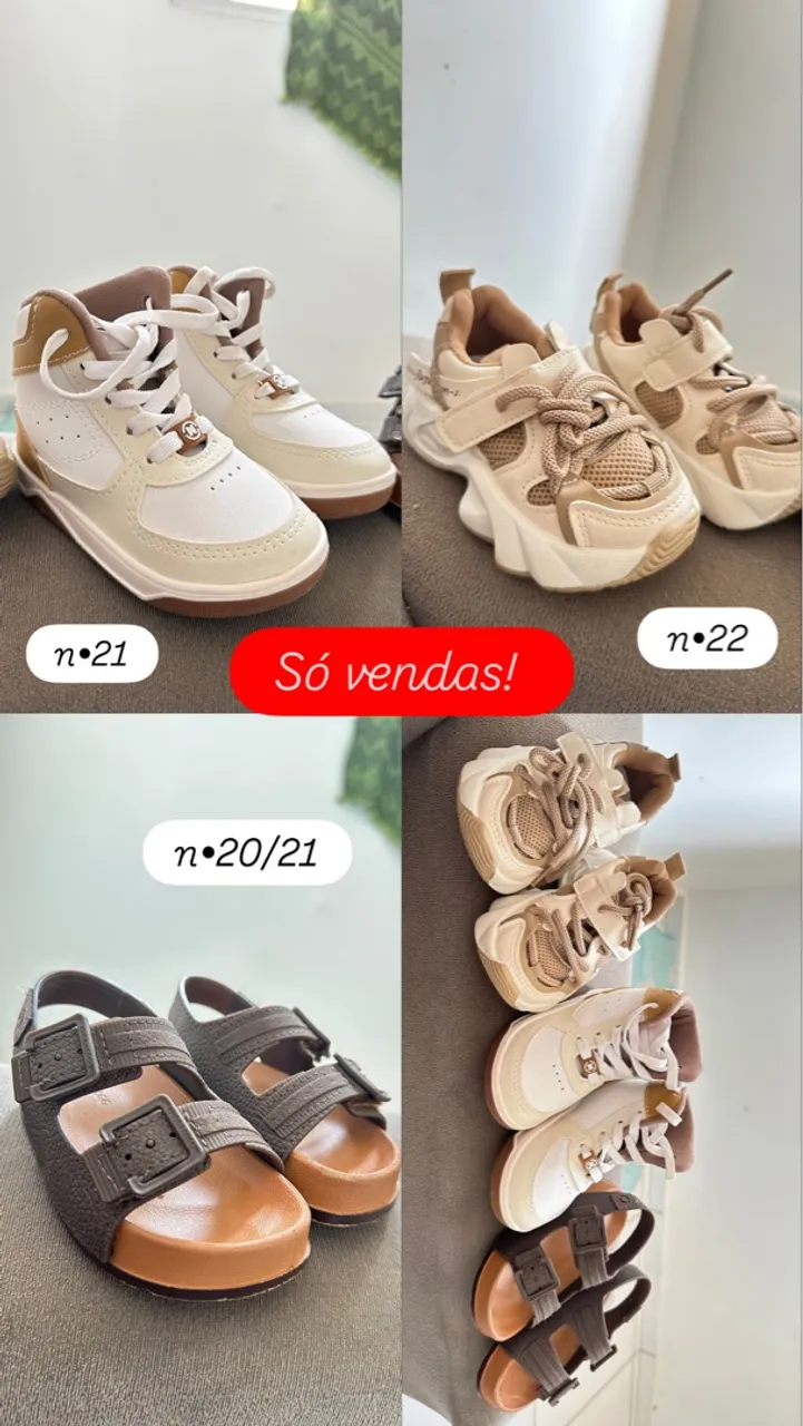 Tênis e sandálias infantis - Números 20, 21 e 22