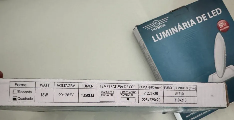 Painel Led Embutir POWER 18w 1350 lumen (2 UNIDADES)