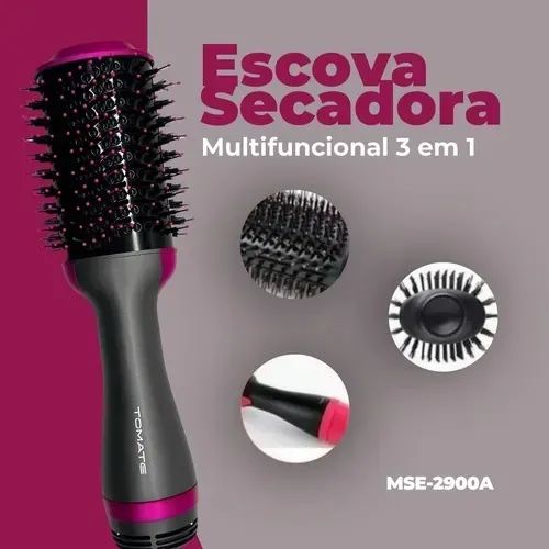 Escova Modeladora Secadora Multifuncional 3 Em 1 Tomate 127V 1000W