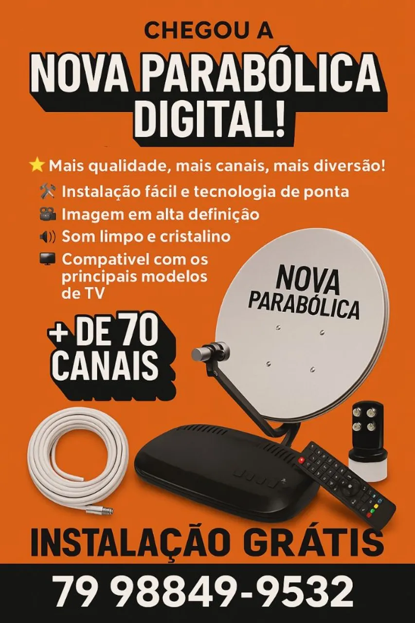 Nova Parabólica Digital + 70 Canais - Instalação Grátis