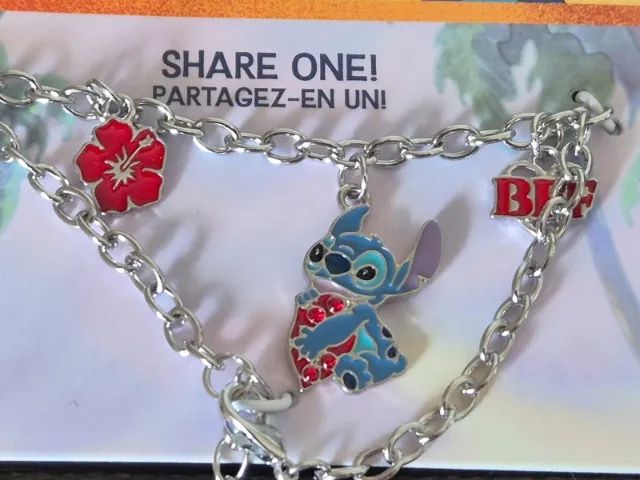 2 Pulseiras Da Amizade. Bracelet Set. Stitch E Angel. Disney - Foto 3