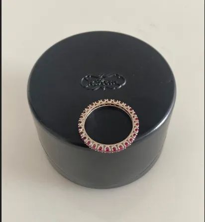 Aliança HStern em ouro branco 18k com 28 rubis - tam. 16 - com certificado - Foto 5