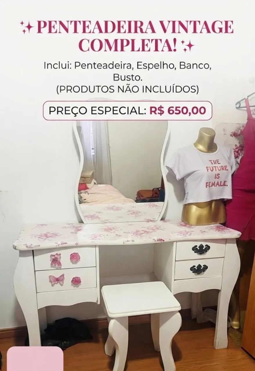 Penteadeira provencal 4 gavetas 