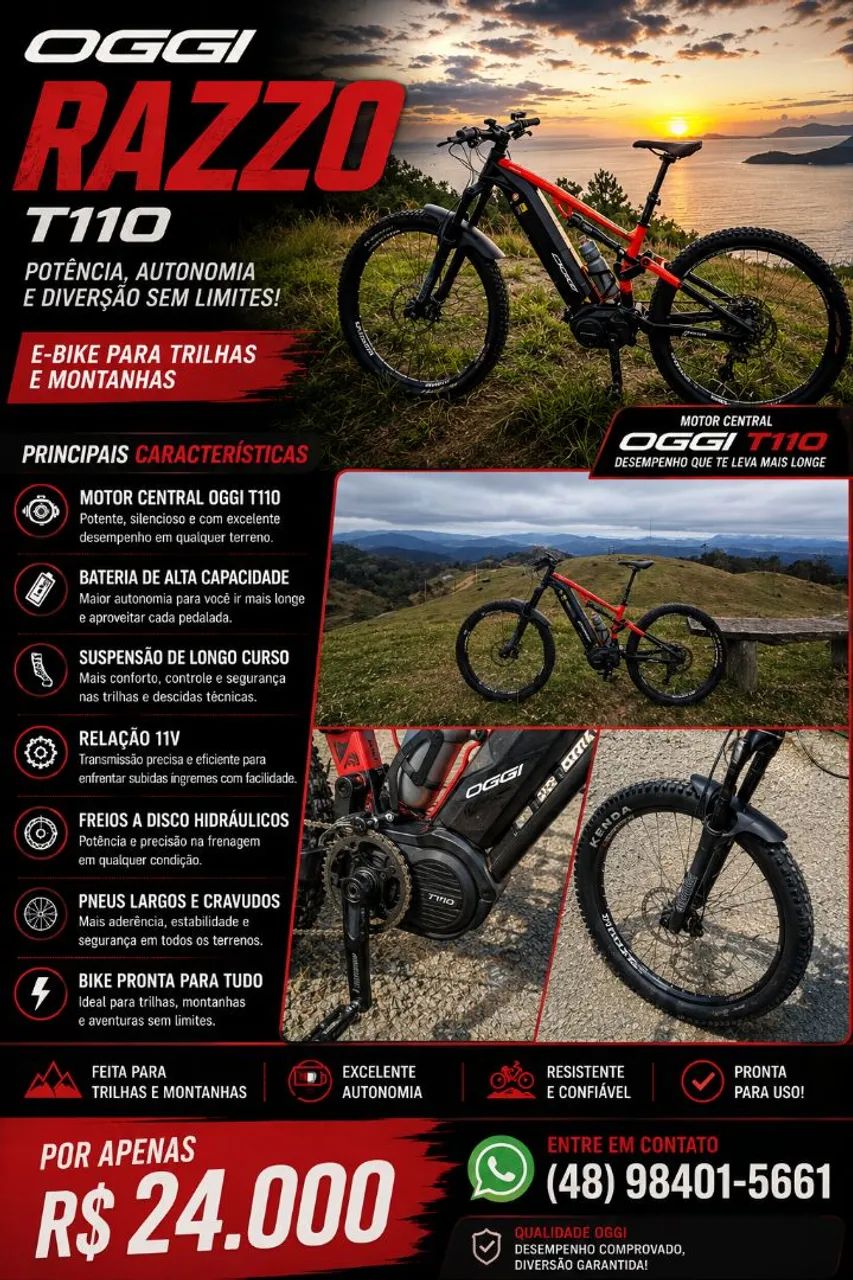 OGGI RAZZO T110 E-BIKE | EXCELENTE ESTADO | R$ 22.000 - Foto 5