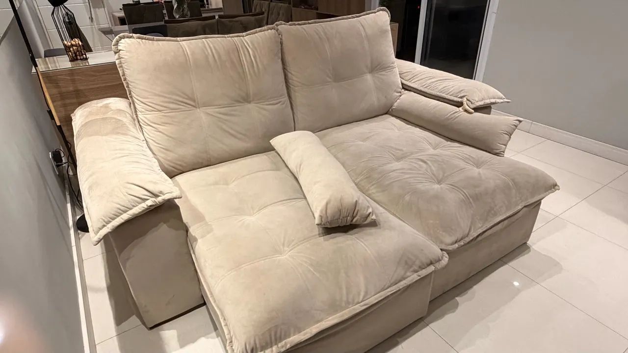 Sofa Suede Bege - 2,30m - Foto 4