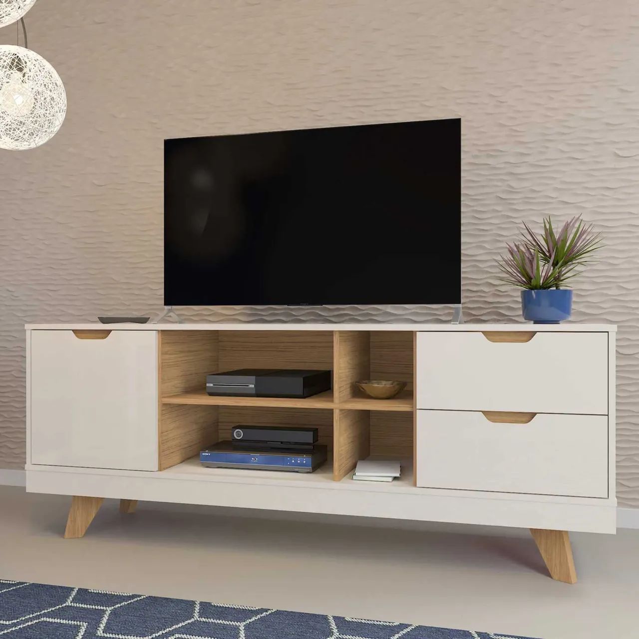 Rack Bancada Michigan Artely, ideal para TVs até 60 Polegadas;