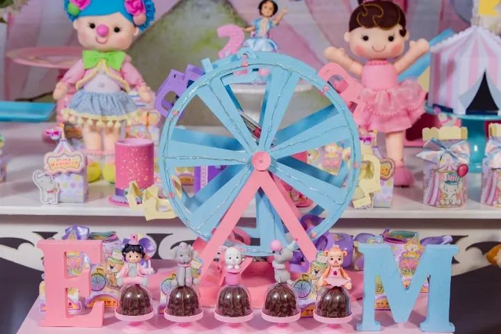 Kit decoração festa circo rosa roda gigante balão pipoqueira  - Foto 2