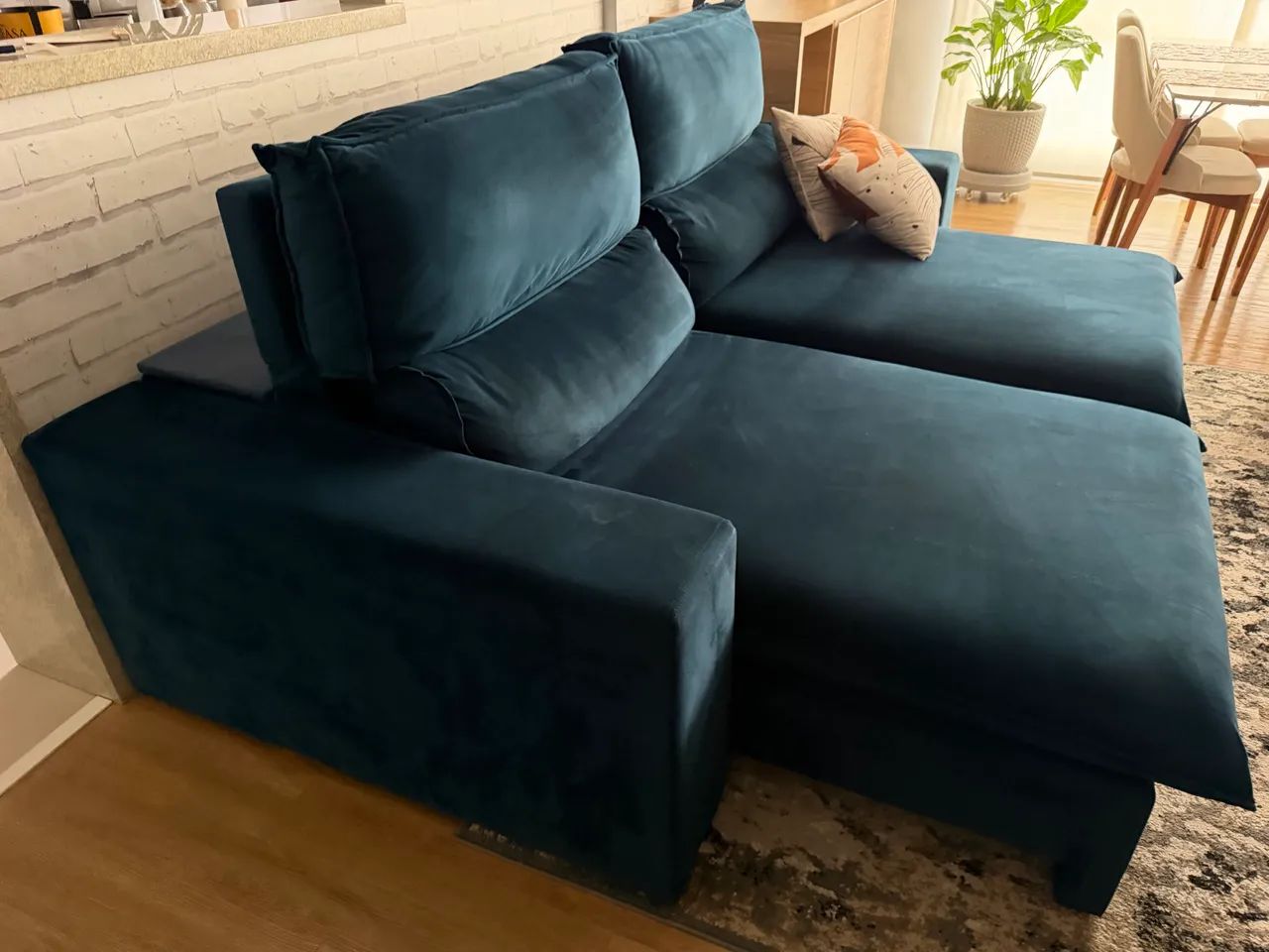 Sofá Retrátil 2,5m Azul Marinho - Foto 2