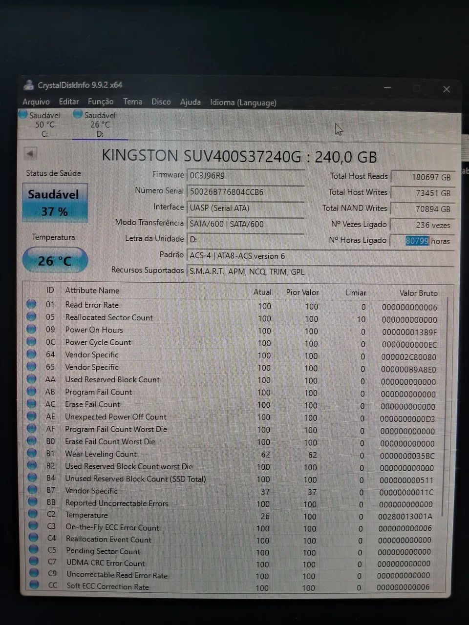 SSD KINGSTON 240GB BARATO-37% SAUDAVEL - Foto 3