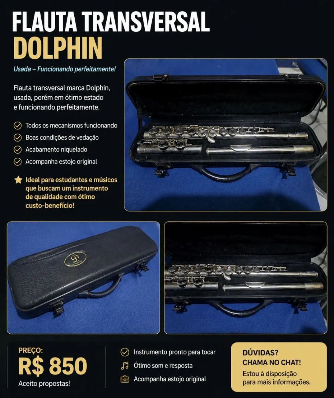 Flauta Transversal Dolphin 