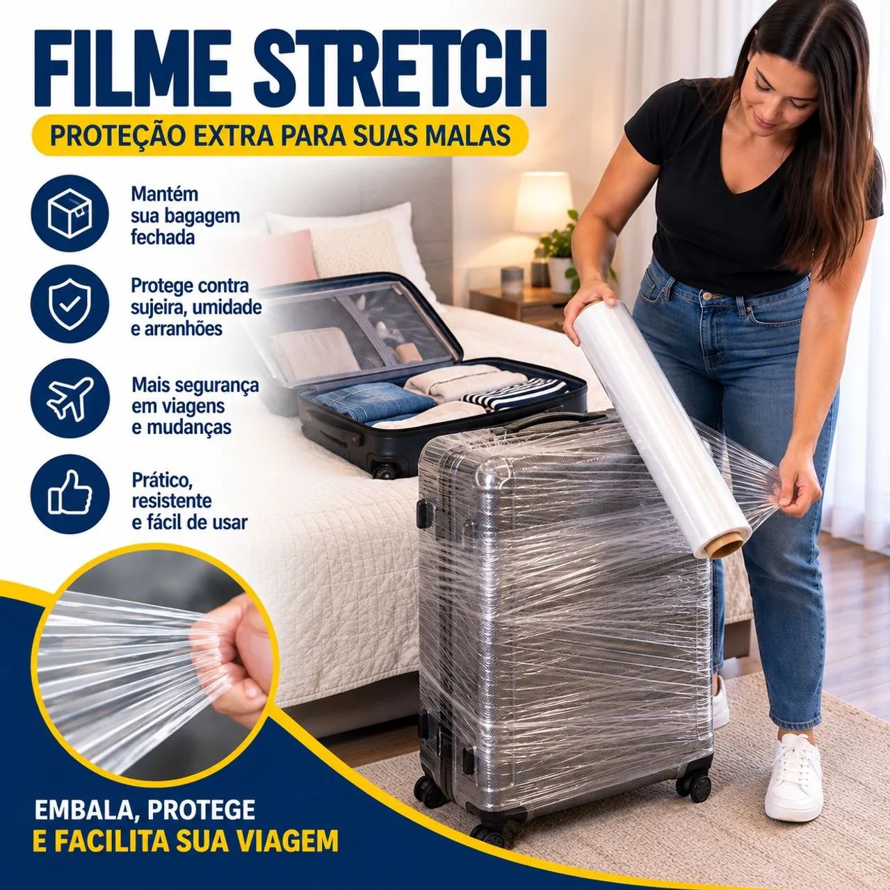 Filme Stretch 50cm x 25 micras 