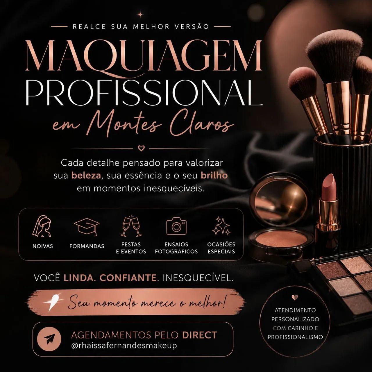 maquiagem profissional + modelagem de cabelo com ondas/cachos