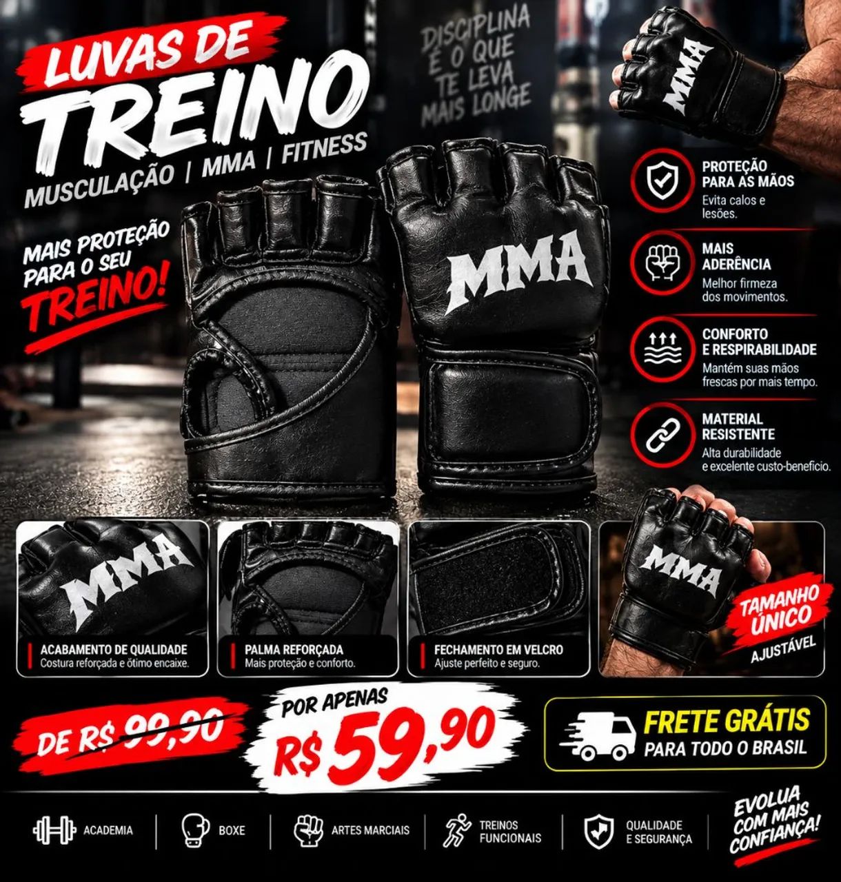 Luva para artes marciais  - Foto 4