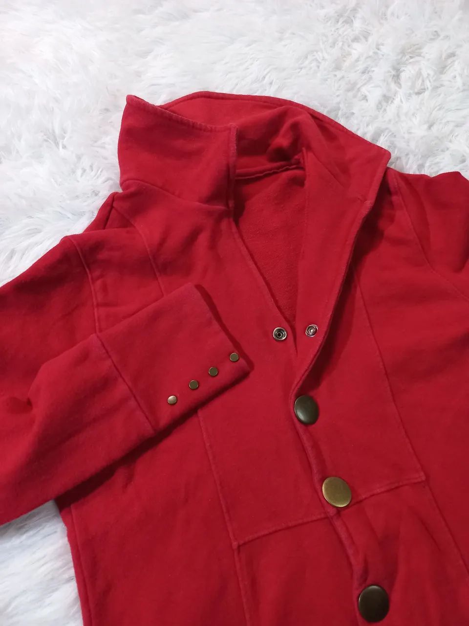 Blusa Vermelha Com Botões M - Foto 3