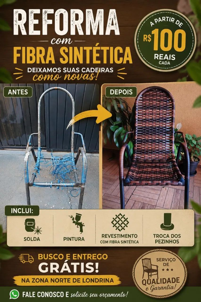 REFORMA DE CADEIRAS COM FIBRA