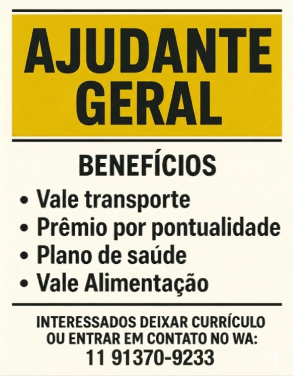 AJUDANTE GERAL (SEGUNDA A SEXTA)