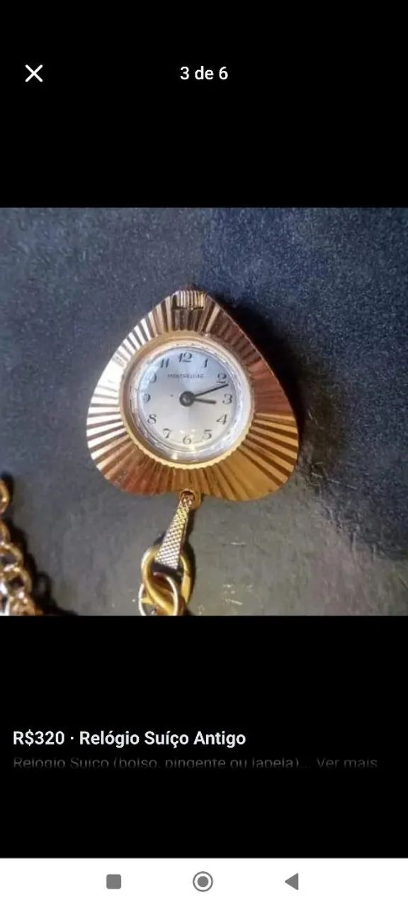RELÓGIO SUÍÇO FOLHEADO À OURO COM CORRENTE  - Foto 3
