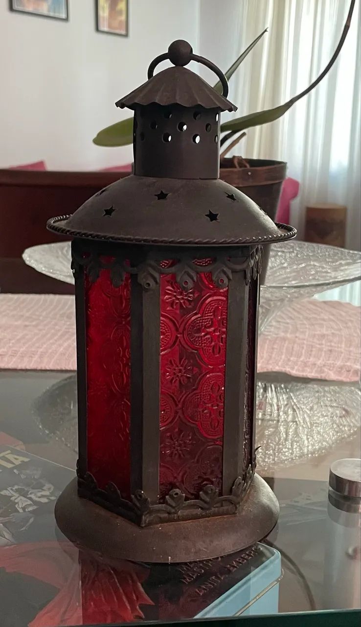 Lanterna para vela em ferro e vidro  - Foto 4