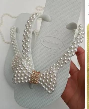 Sandália decorada com pérolas  - Foto 3