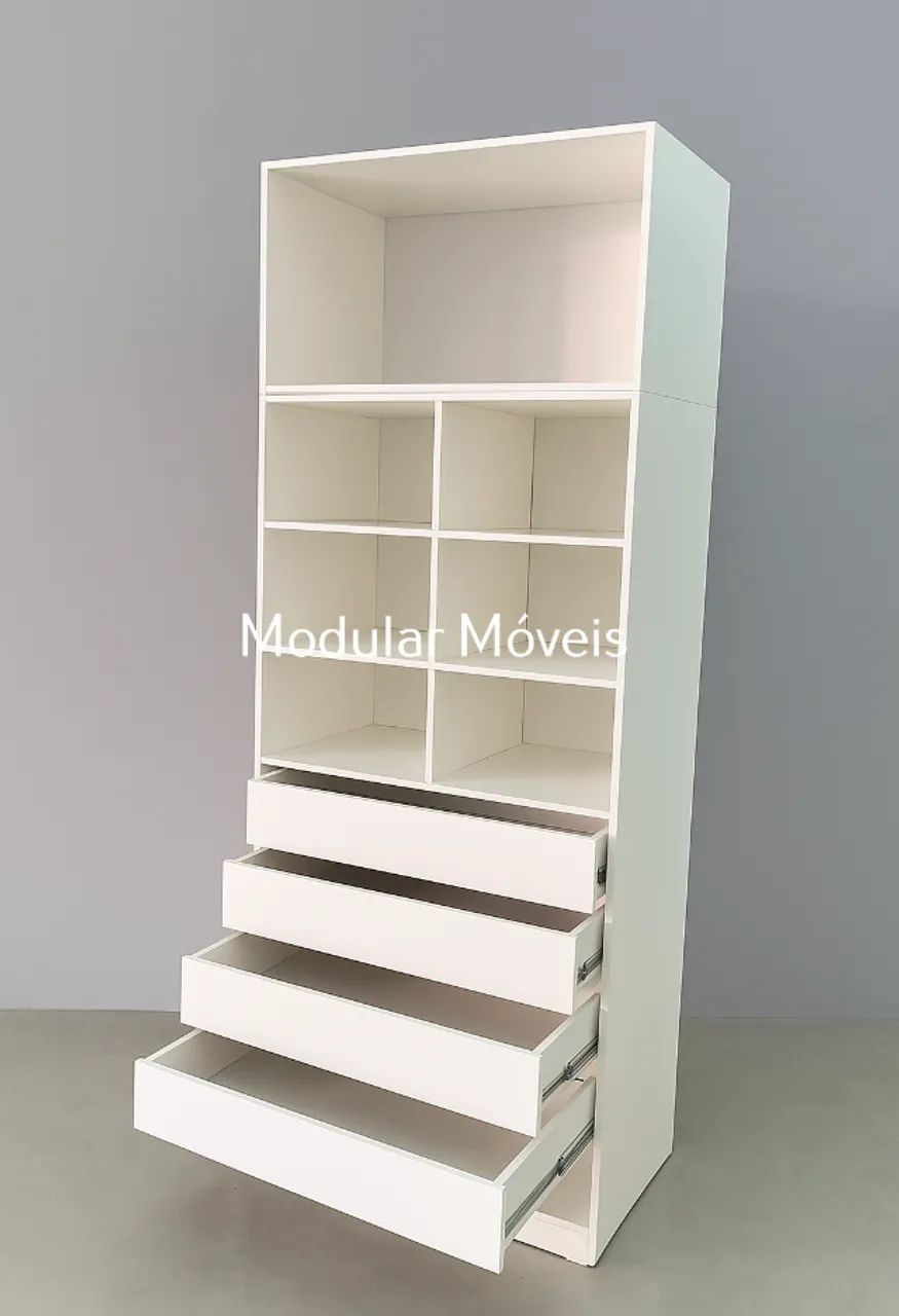 Closet - Modulados com 8 Gavetas - MDF Branco - Foto 2