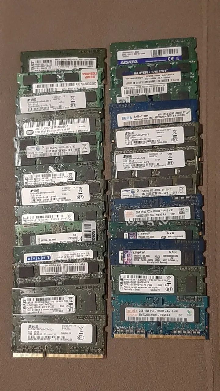 Barbada Lote memórias 2GB DDR3 NOTEBOOK 