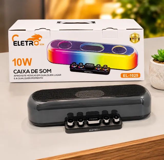 Caixa de Som Portátil Bluetooth 10W Com Teclas Eletromex EL-1025 - Foto 2