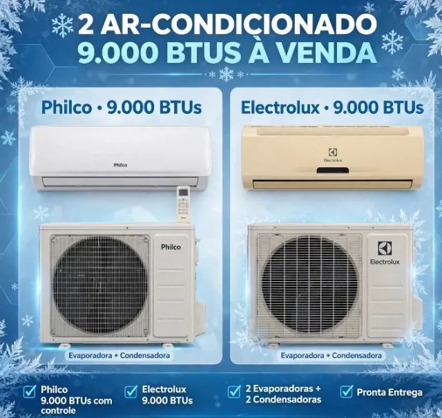 2 Arcondicionado Split 9.000 BTUs Philco + Electrolux  - Foto 2