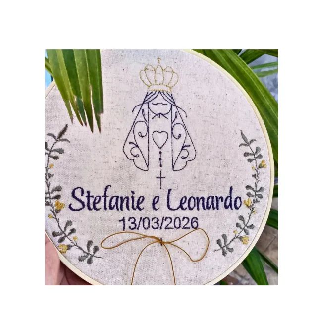 Porta alianças Casamento Bordado Personalizado - Foto 2