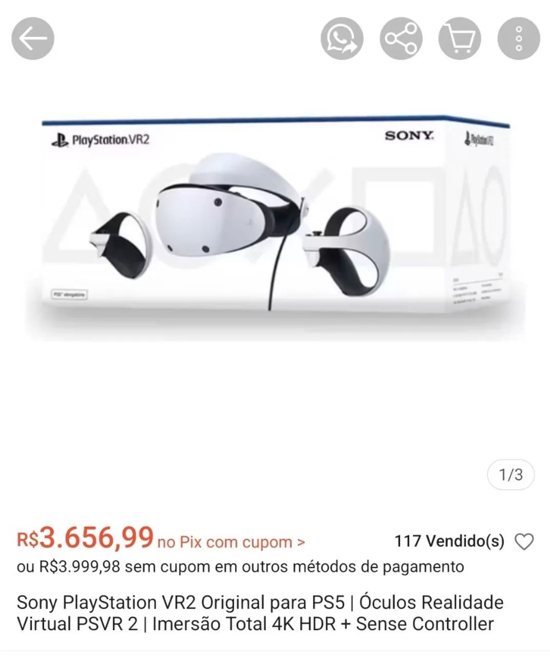 OCULOS DE REALIDADE VIRTUAL - VR2 SONY ORIGINAL