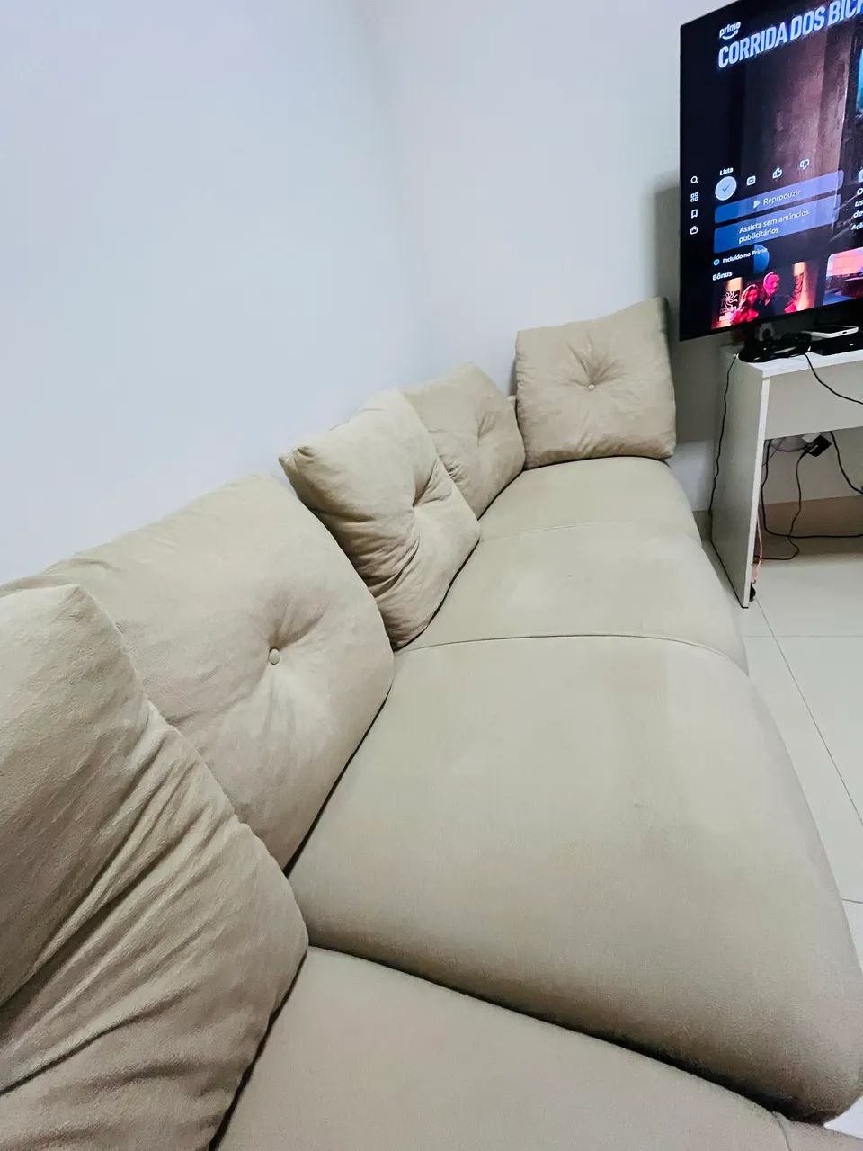 Sofá Modular em L, marfim, 2,60 M, em excelente estado de conservação  - Foto 3