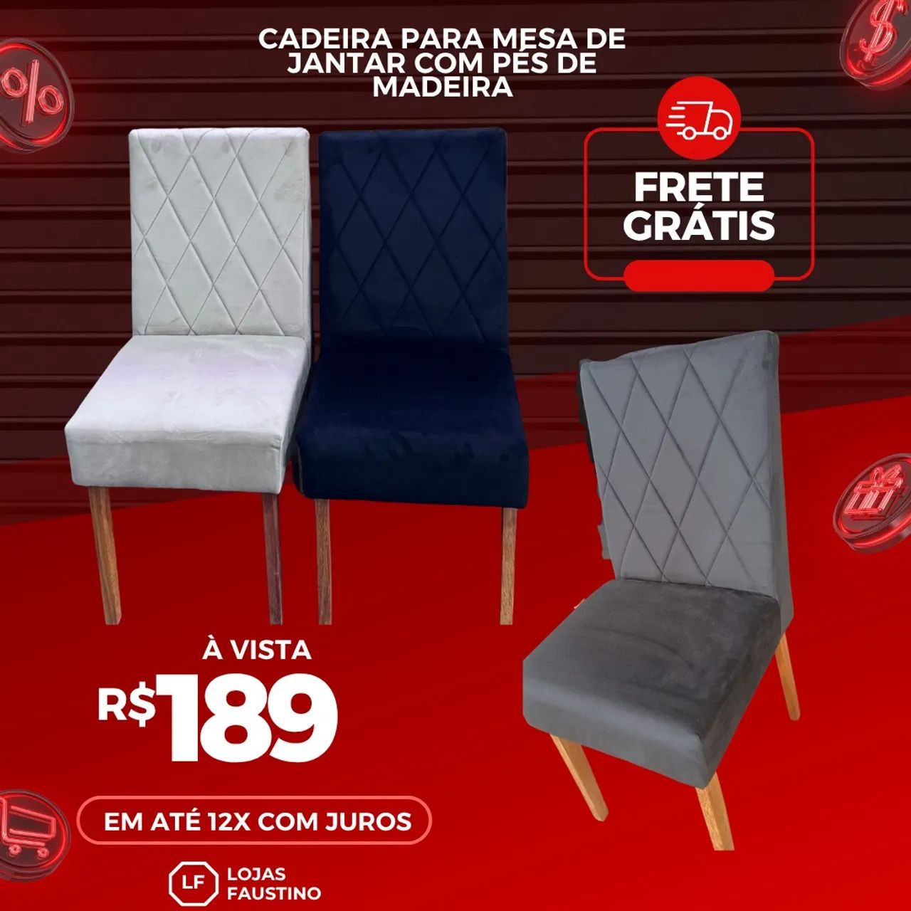 Cadeira para mesa de jantar com pés de madeira 