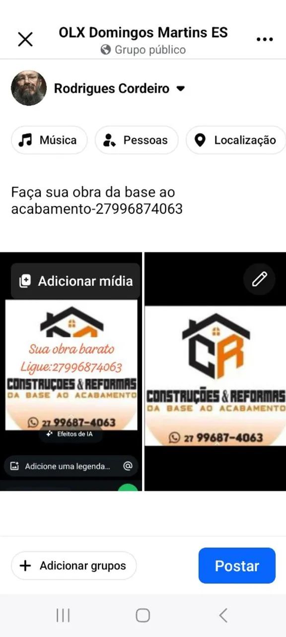 Sua obra barato com profiss.