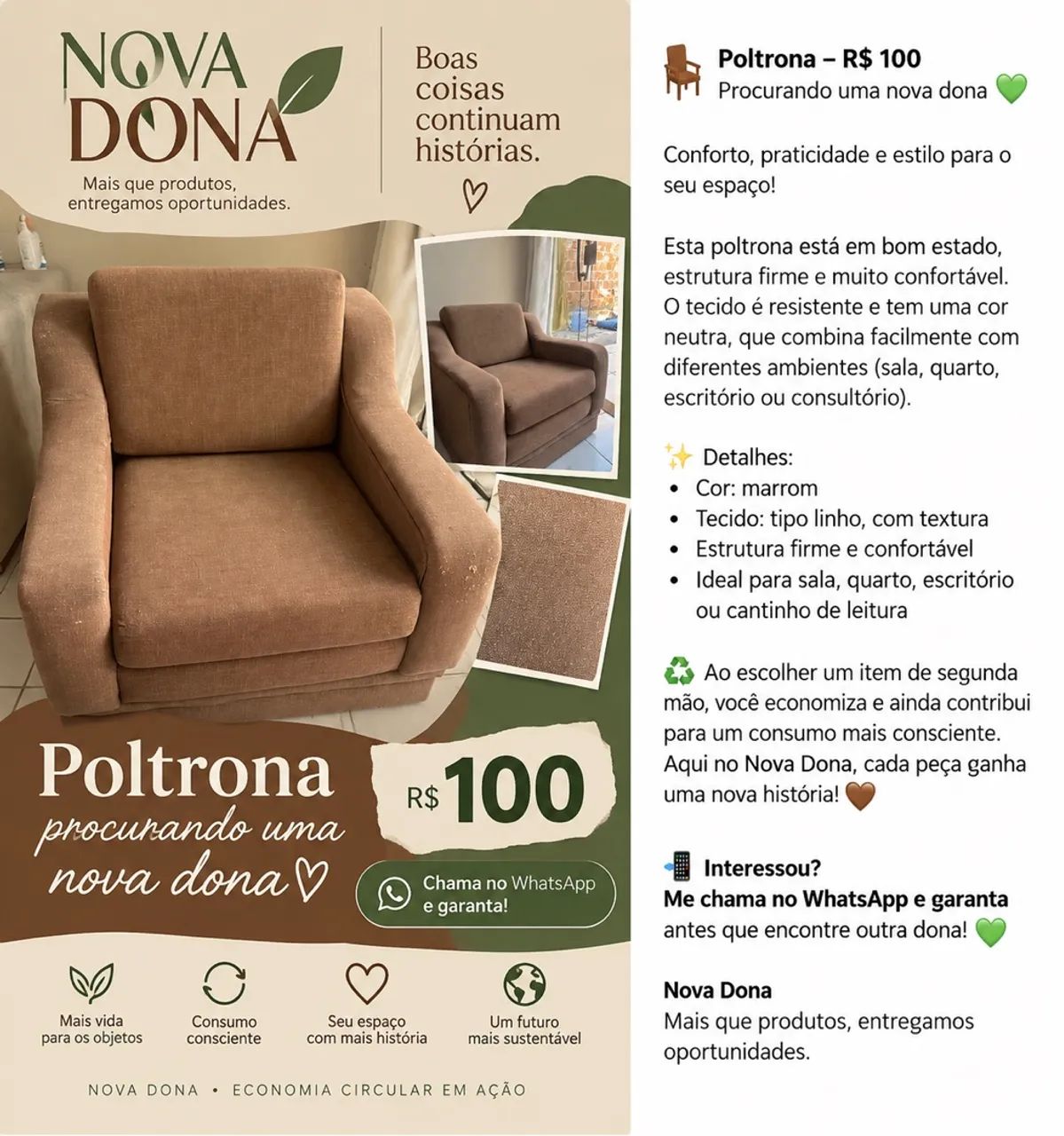 Poltrona Estofada Confortável - Excelente Estrutura | - Foto 5