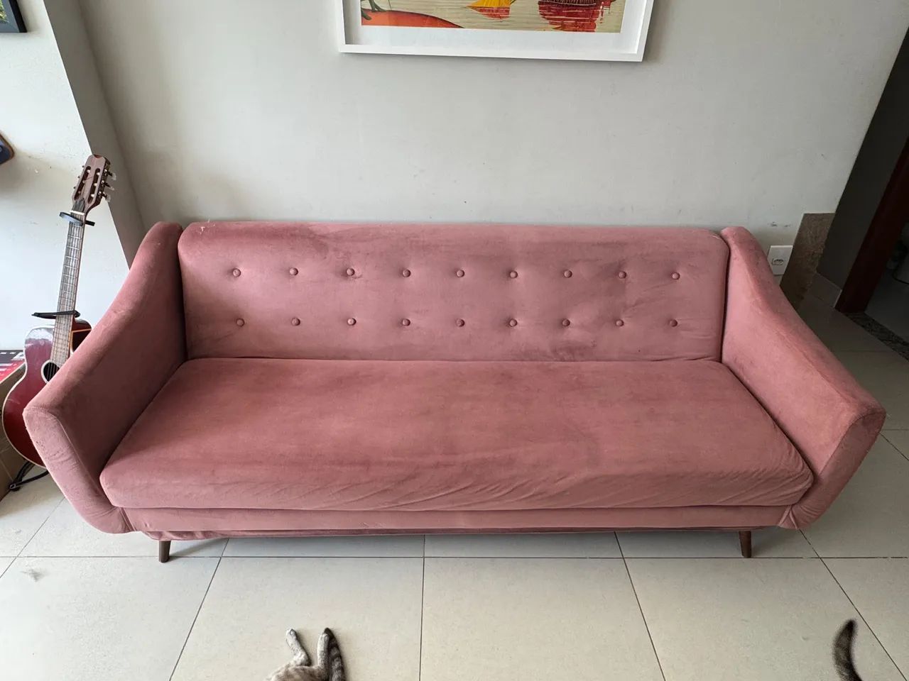 Sofá cama 3 lugares (veludo rosé) - Foto 3