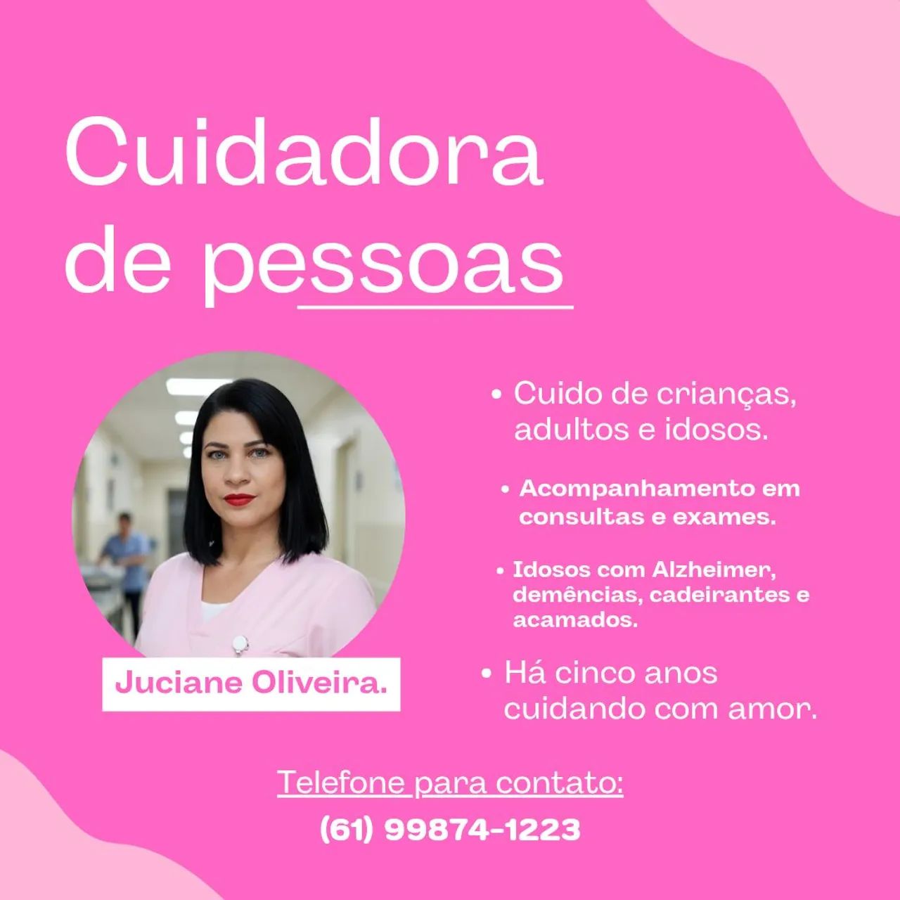 Cuidadora de idosos e acompanhante hospitalar 