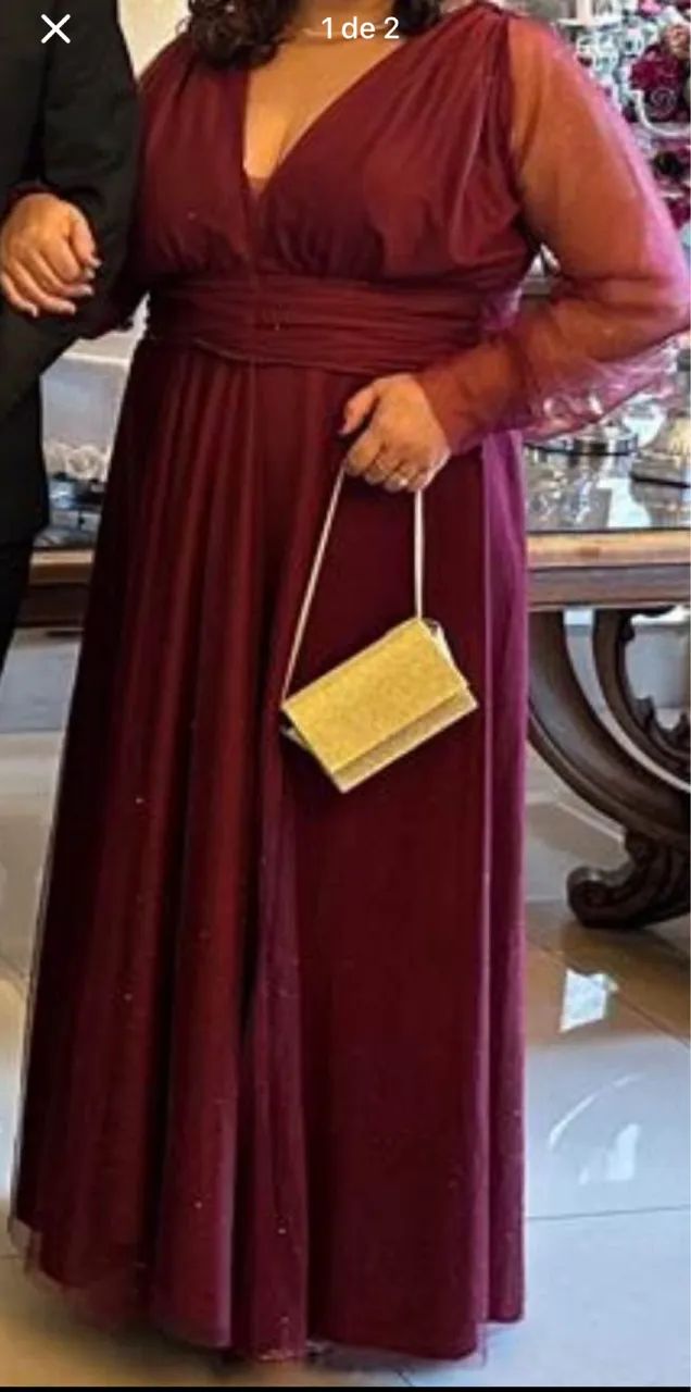 Vestido de festa cor Marsala