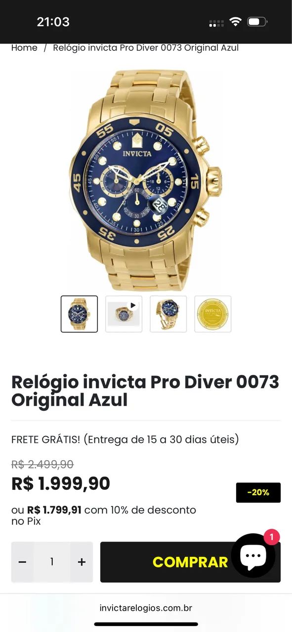 Relógio invicta dourado  - Foto 3