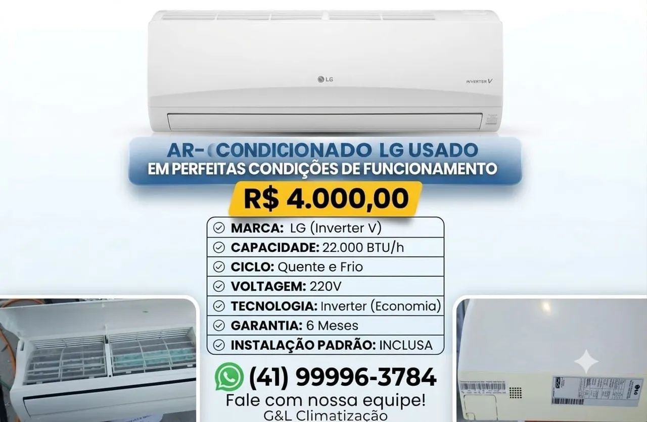 Imperdível! Ar condicionado 22mil BTUs já incluso a instalação com 6 meses de garantia 