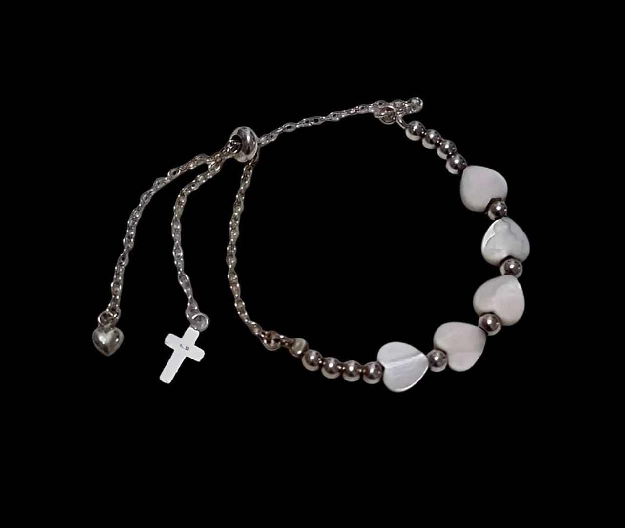 Pulseira prata e madrepérola 