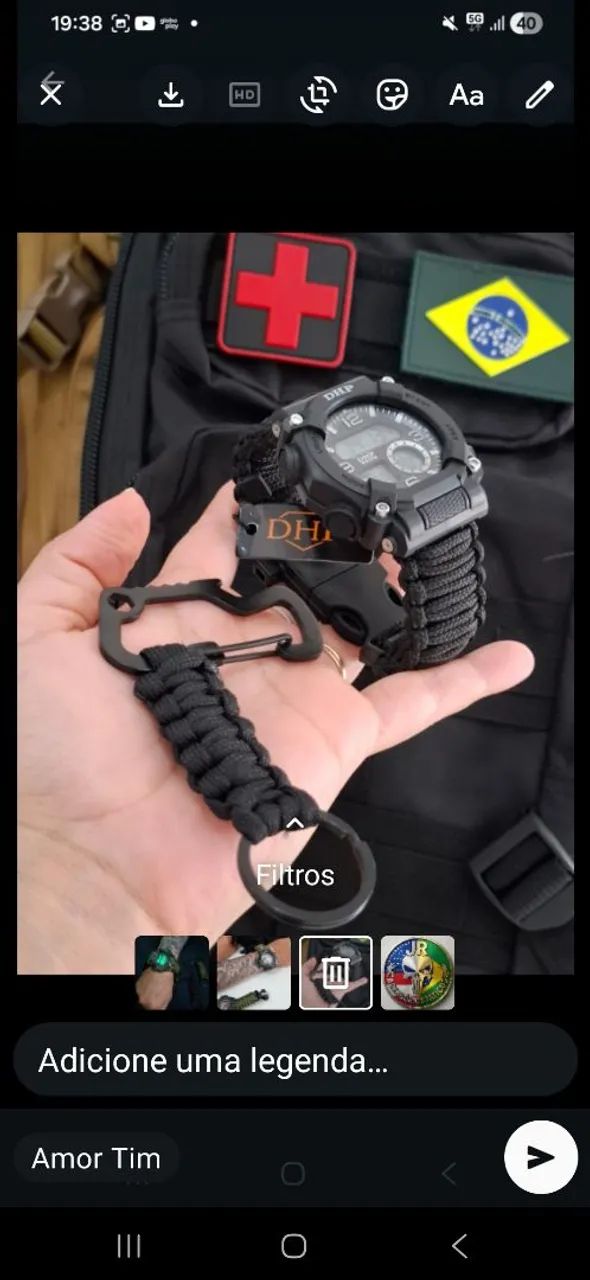 Relógio tático com PULSEIRA PARACORD  - Foto 4
