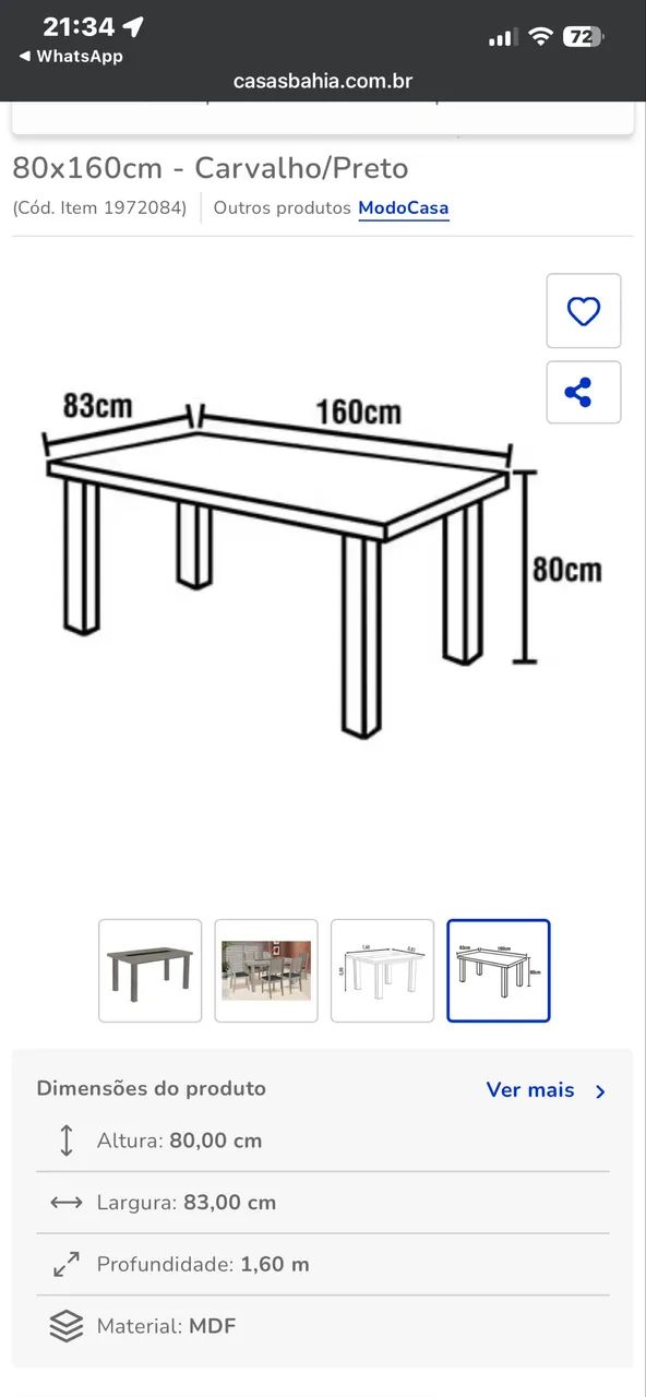 Mesa de jantar Modocasa Olímpia  NOVA, NA CAIXA! - Foto 2