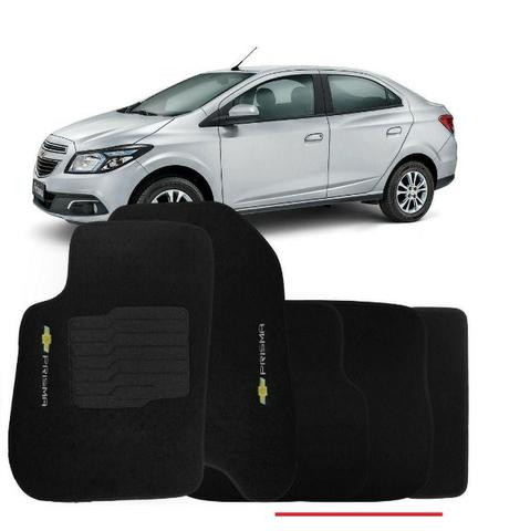 Jogo de Tapete Chevrolet Prisma 2013 em Diante Preto com Logo 4 pcs