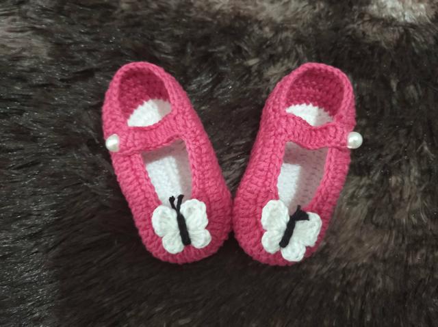 Sapatinho de Crochê Menina Rosa - Foto 3