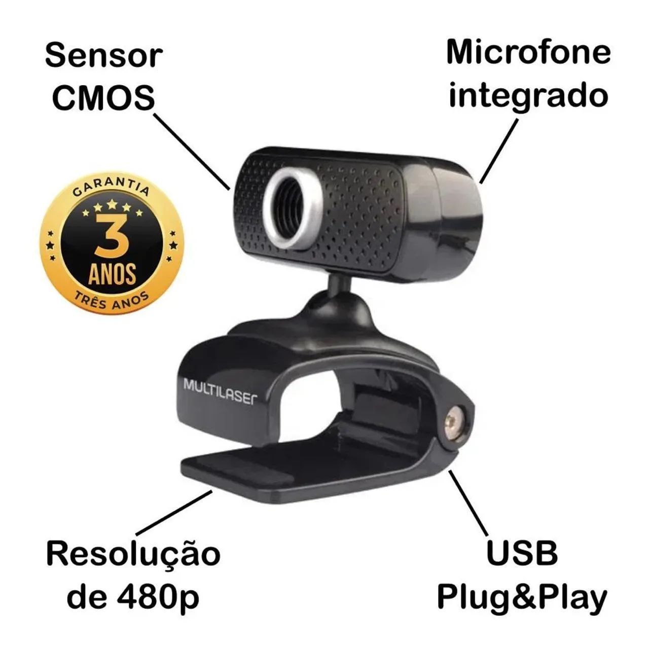 Webcam Multilaser com microfone 480p USB - Foto 4