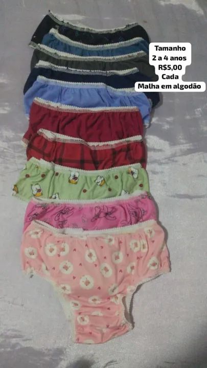 Calcinha infantil em malha de algodão