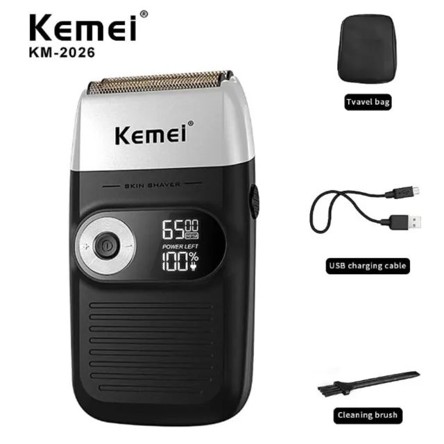 Máquina Kemei Shaver Barbeador Barba Km-2026 Recarregável Sem Fio - Foto 4