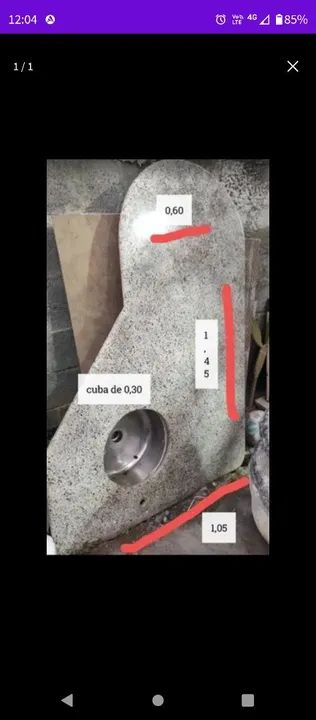 Pia de mármore com cuba de inox