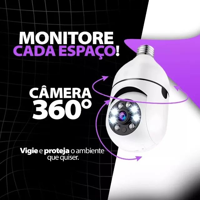 PRONTA ENTREGA | Câmera Segurança Lâmpada Espiã Visão Noturna Wifi - Foto 4