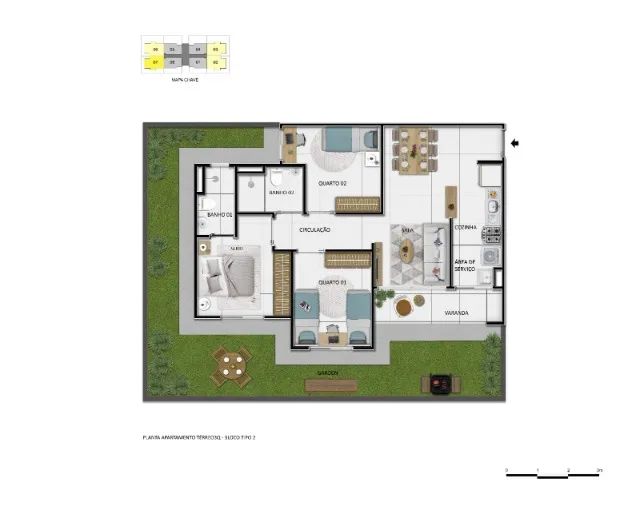 NA - Apartamento com 3 quartos, suíte, varanda e Garden em Ceilândia
