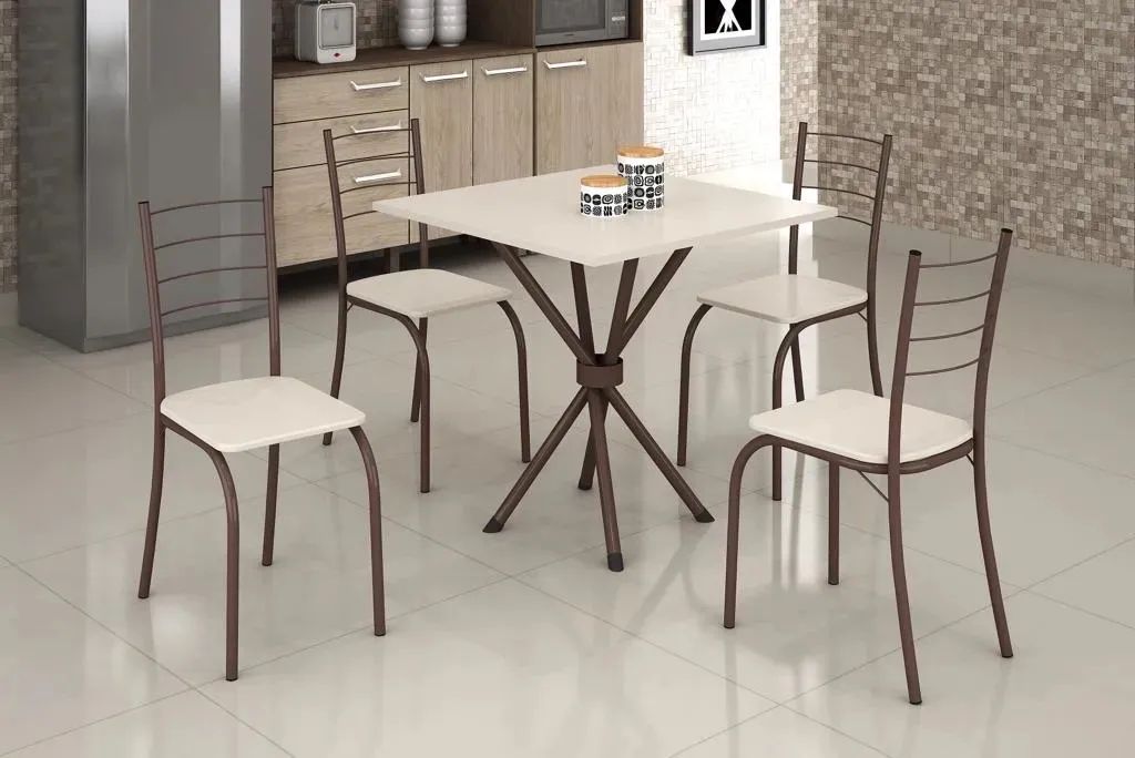 Mesa de Jantar com Tampo 75x75 com 4 Cadeiras- Produto Novo  - Foto 2
